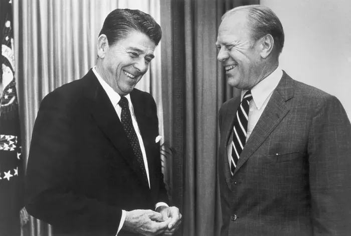 Framed Print : Ronald Reagan Laughing with Gerald Ford