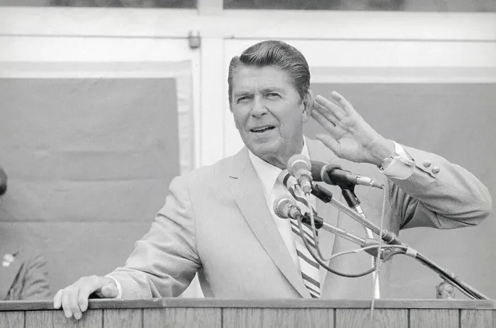 Framed Print : Ronald Reagan Listening to a Question Framed Print : Ronald Reagan Listening to a Question