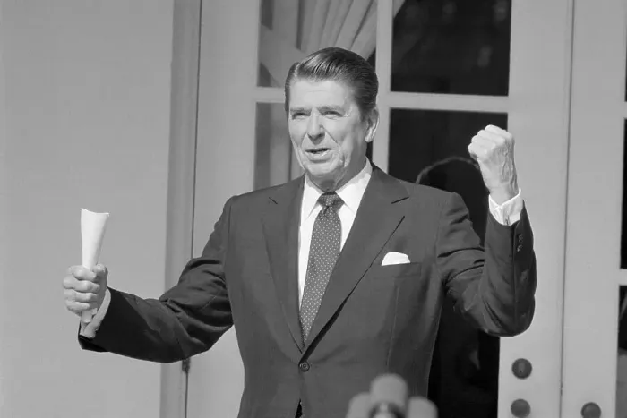 Framed Print : Ronald Reagan Making a Gesture