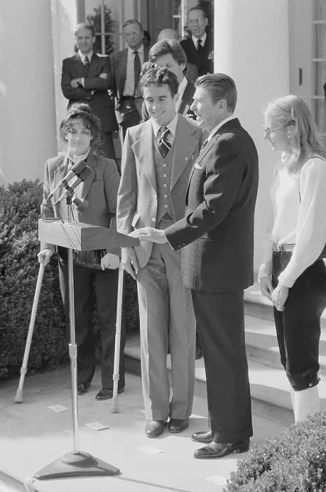 Framed Print : Ronald Reagan and Marathon Winners at Podium Framed Print : Ronald Reagan and Marathon Winners at Podium