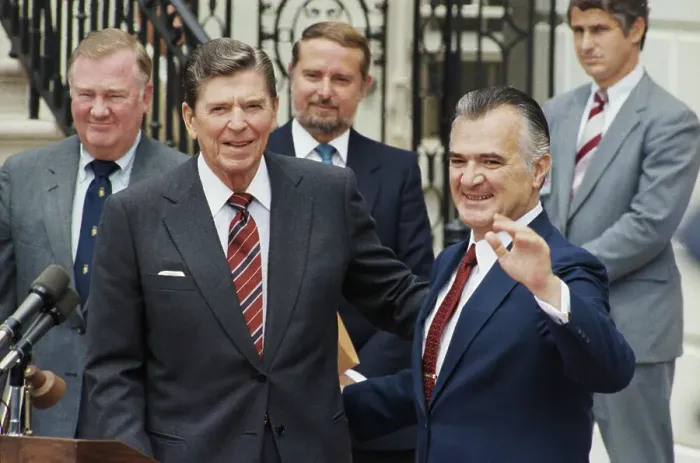 Framed Print : Ronald Reagan with Miguel de la Madrid Framed Print : Ronald Reagan with Miguel de la Madrid