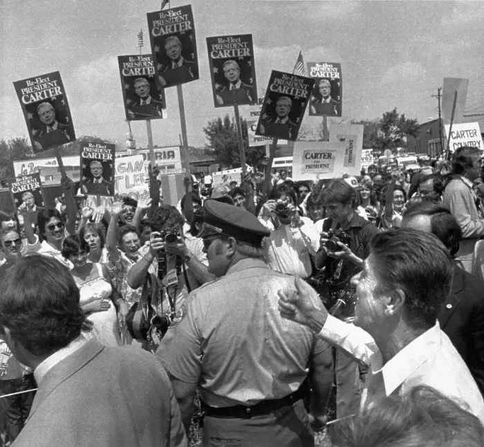 Framed Print : Ronald Reagan Passing Through Crowd Framed Print : Ronald Reagan Passing Through Crowd