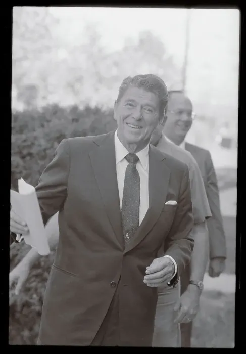 Framed Print : Ronald Reagan Pausing for Camera Framed Print : Ronald Reagan Pausing for Camera