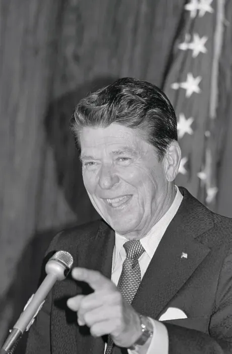 Framed Print : Ronald Reagan Pointing and Smiling