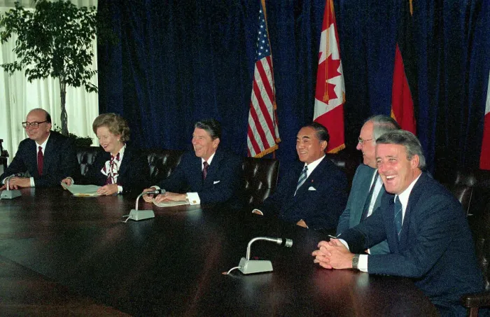 Framed Print : Ronald Reagan with Political Leaders Framed Print : Ronald Reagan with Political Leaders