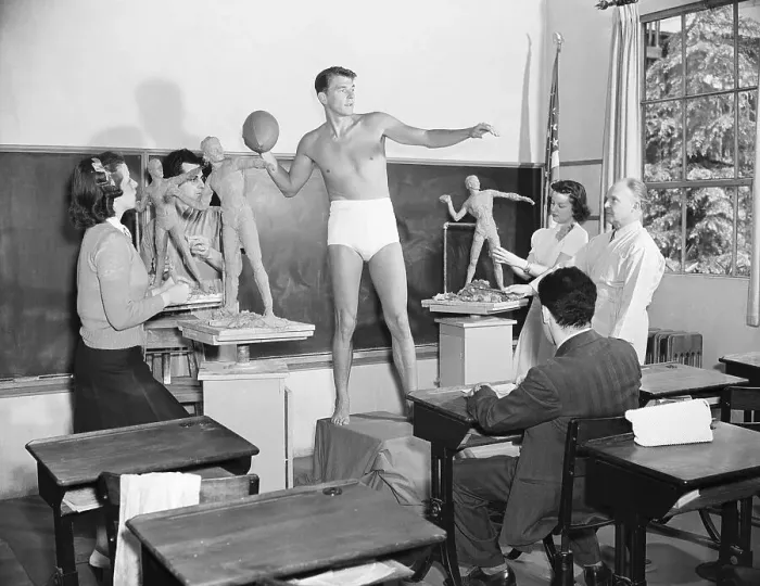 Framed Print : Ronald Reagan Posing for Sculpture Class