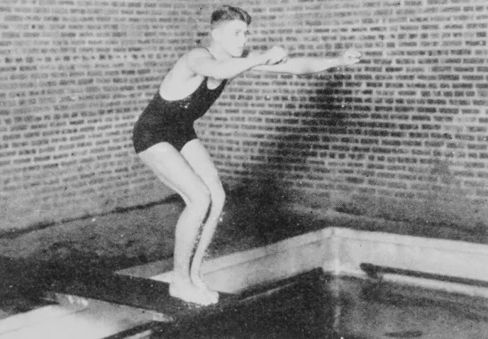 Framed Print : Ronald Reagan Preparing for a Dive Framed Print : Ronald Reagan Preparing for a Dive