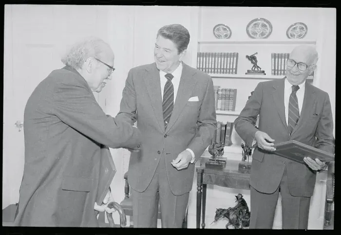 Framed Print : Ronald Reagan Presenting Award Framed Print : Ronald Reagan Presenting Award