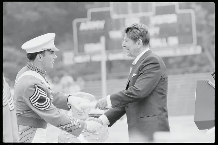 Framed Print : Ronald Reagan Presenting Diploma Framed Print : Ronald Reagan Presenting Diploma