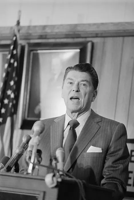 Framed Print : Ronald Reagan at a Press Conference Framed Print : Ronald Reagan at a Press Conference