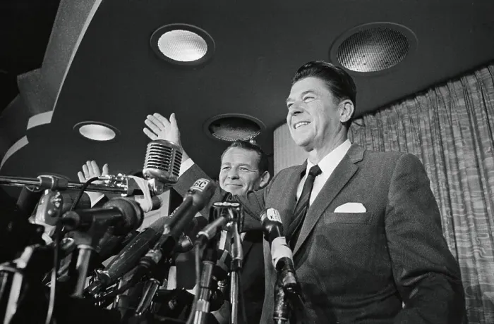Framed Print : Ronald Reagan at a Press Conference Framed Print : Ronald Reagan at a Press Conference