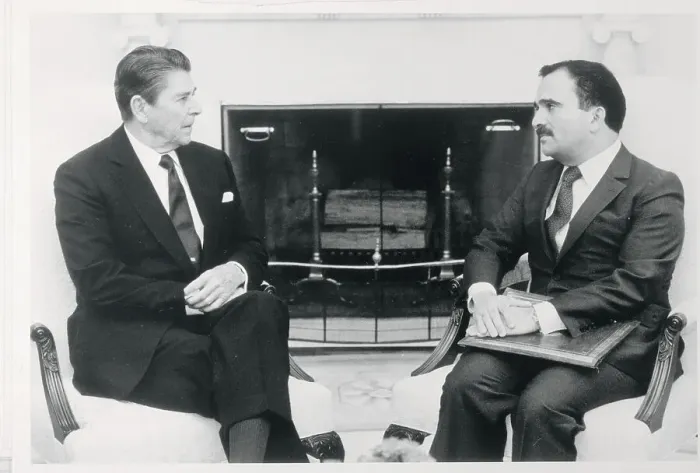 Framed Print : Ronald Reagan and Prince Hassan of Jordan Framed Print : Ronald Reagan and Prince Hassan of Jordan