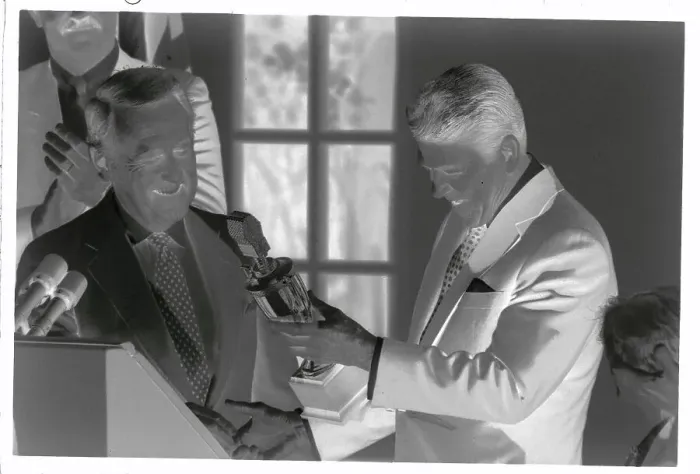 Framed Print : Ronald Reagan Receiving Gift Framed Print : Ronald Reagan Receiving Gift
