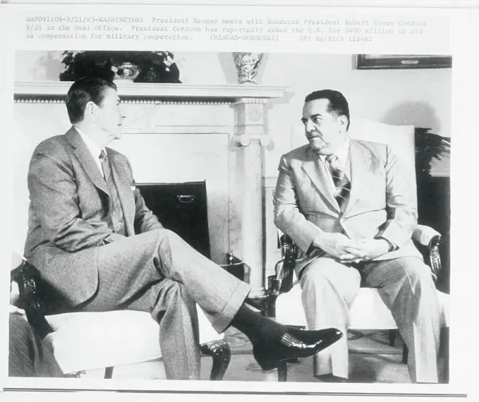 Framed Print : Ronald Reagan and Roberto Cordova Framed Print : Ronald Reagan and Roberto Cordova