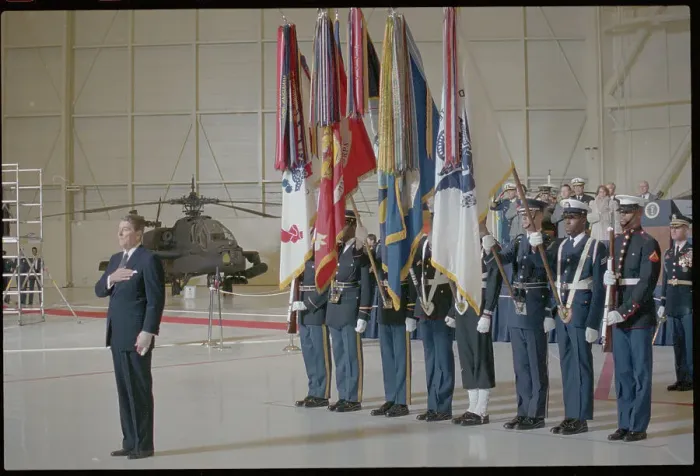 Framed Print : Ronald Reagan Saluting During National Anthem Framed Print : Ronald Reagan Saluting During National Anthem