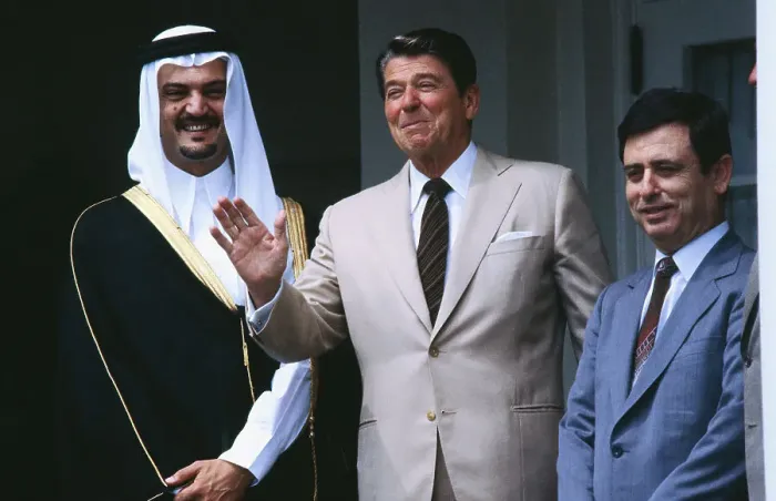 Framed Print : Ronald Reagan with Saud al Faisal and Abdel Halim Khaddam Framed Print : Ronald Reagan with Saud al Faisal and Abdel Halim Khaddam