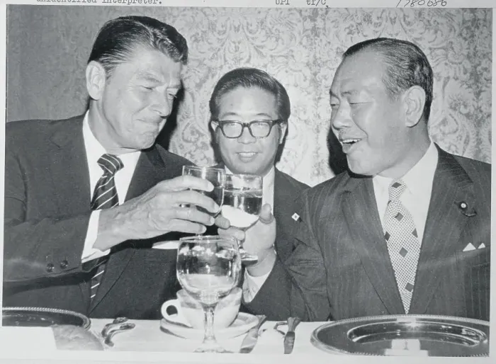 Framed Print : Ronald Reagan Sharing Toast with Kakuei Tanaka Framed Print : Ronald Reagan Sharing Toast with Kakuei Tanaka