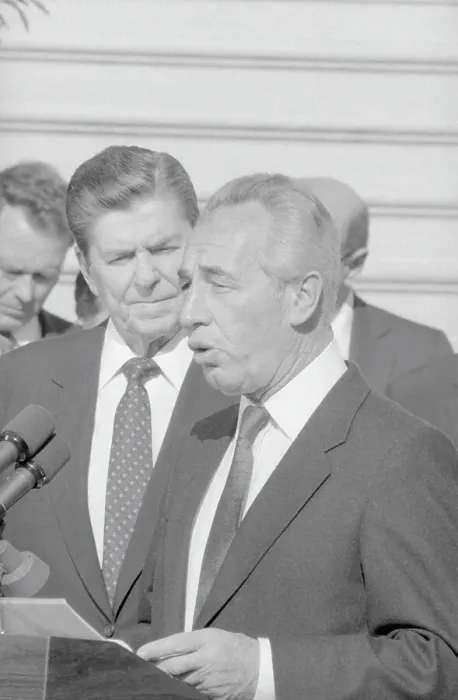 Framed Print : Ronald Reagan and Shimon Peres Framed Print : Ronald Reagan and Shimon Peres