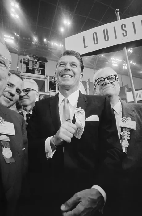 Framed Print : Ronald Reagan Showing Goldwater Ribbon Framed Print : Ronald Reagan Showing Goldwater Ribbon