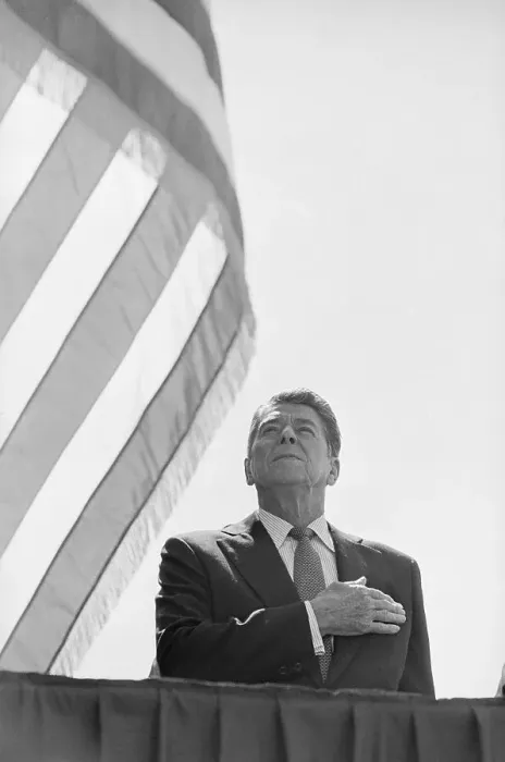 Framed Print : Ronald Reagan Singing the National Anthem Framed Print : Ronald Reagan Singing the National Anthem