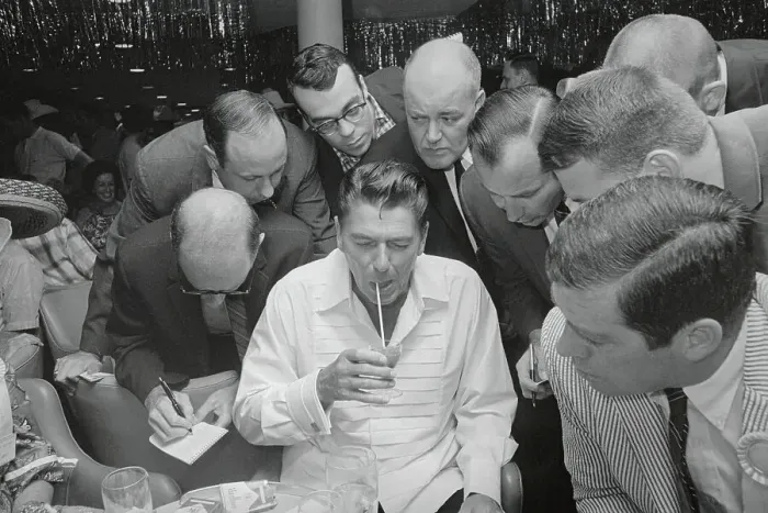 Framed Print : Ronald Reagan Sipping a Drink Framed Print : Ronald Reagan Sipping a Drink