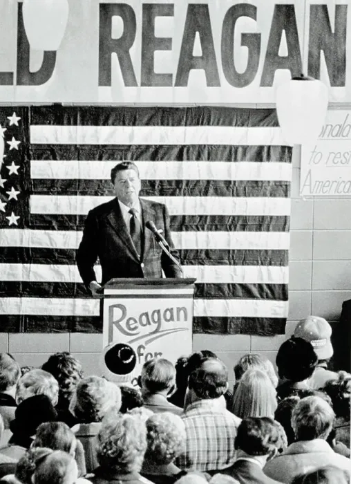 Framed Print : Ronald Reagan Speaking at Airport Framed Print : Ronald Reagan Speaking at Airport