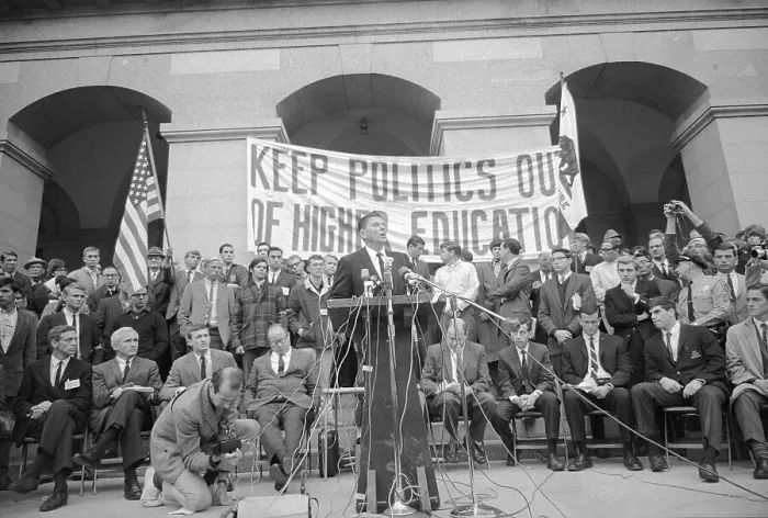 Framed Print : Ronald Reagan Speaking to Demonstrators Framed Print : Ronald Reagan Speaking to Demonstrators