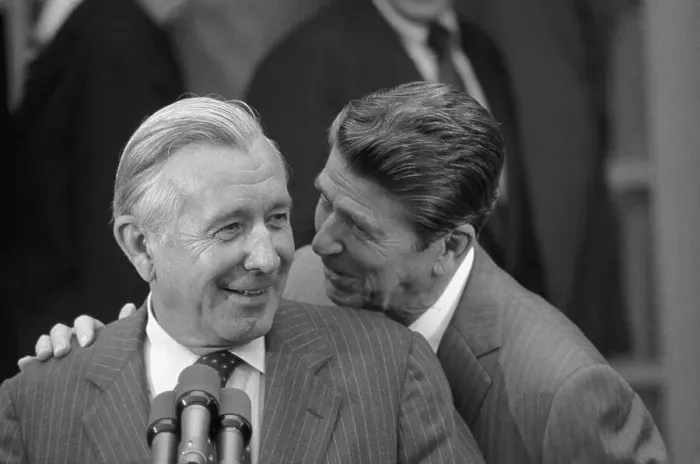 Framed Print : Ronald Reagan Speaking with Donald Reagan Framed Print : Ronald Reagan Speaking with Donald Reagan