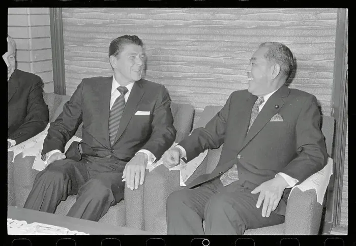 Framed Print : Ronald Reagan Speaking with Eisaku Sato Framed Print : Ronald Reagan Speaking with Eisaku Sato