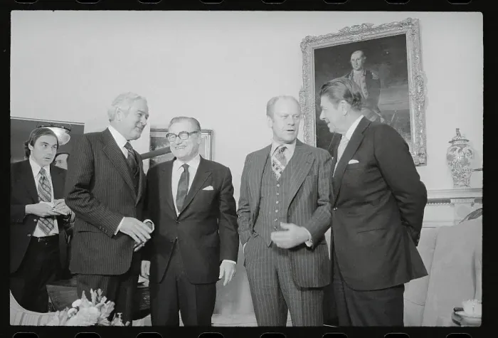 Framed Print : Ronald Reagan Speaking with Gerald Ford Framed Print : Ronald Reagan Speaking with Gerald Ford