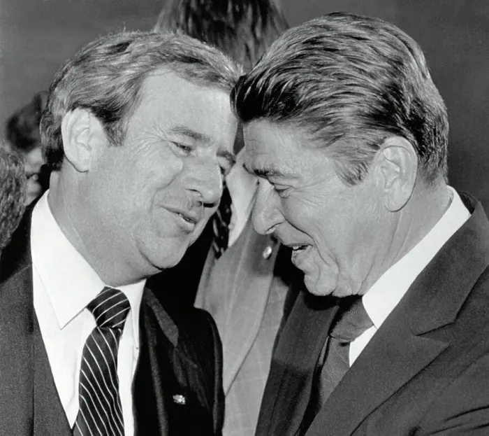 Framed Print : Ronald Reagan Speaking with Jerry Falwell Framed Print : Ronald Reagan Speaking with Jerry Falwell