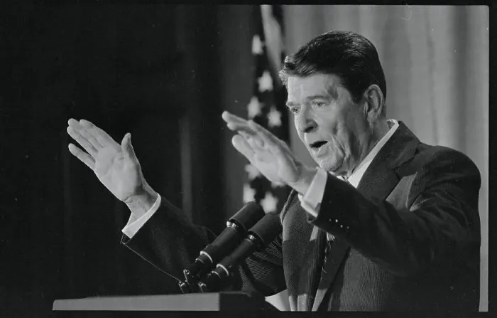Framed Print : Ronald Reagan Speaking at Luncheon