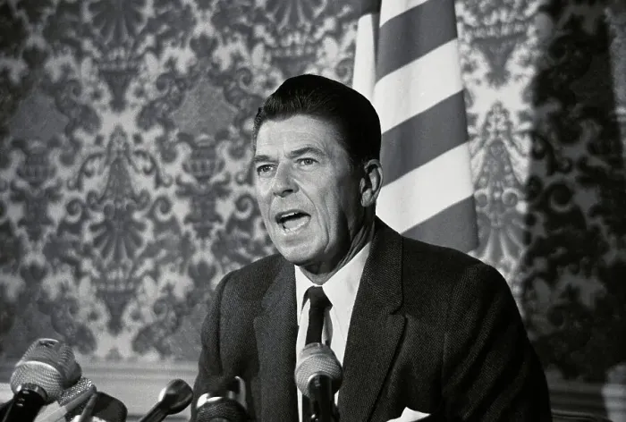 Framed Print : Ronald Reagan Speaking At Press Conference Framed Print : Ronald Reagan Speaking At Press Conference