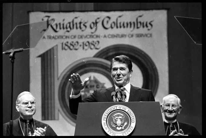 Framed Print : Ronald Reagan Speaks at Knights of Columbus Framed Print : Ronald Reagan Speaks at Knights of Columbus