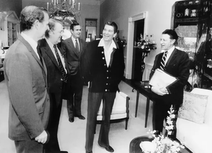 Framed Print : Ronald Reagan with His Staff