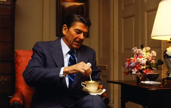 Framed Print : Ronald Reagan Stirring His Coffee Framed Print : Ronald Reagan Stirring His Coffee