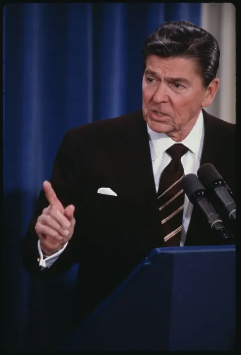 Framed Print : Ronald Reagan Stressing a Point Framed Print : Ronald Reagan Stressing a Point