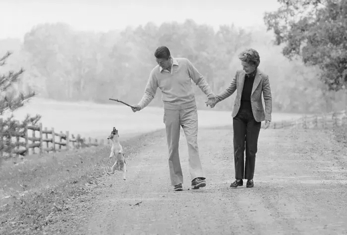 Framed Print : Ronald Reagan Strolling with His Wife Framed Print : Ronald Reagan Strolling with His Wife
