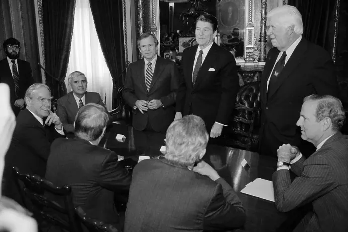 Framed Print : Ronald Reagan at a Summit Meeting Framed Print : Ronald Reagan at a Summit Meeting