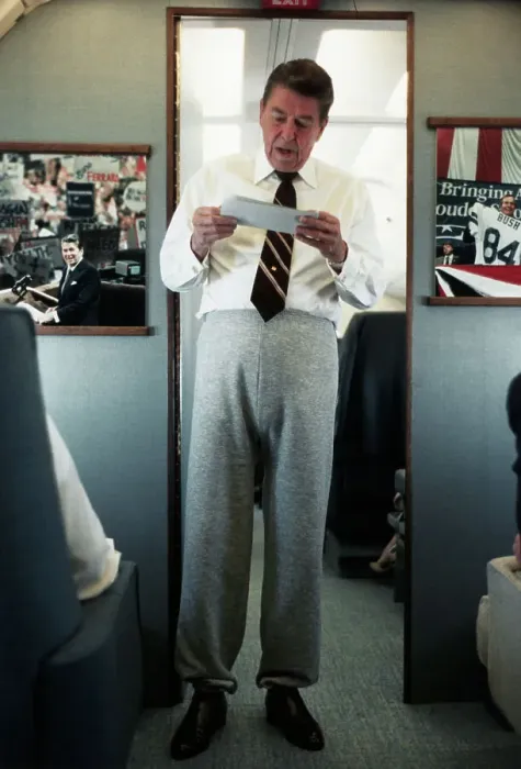 Framed Print : Ronald Reagan in Sweatpants and Tie Framed Print : Ronald Reagan in Sweatpants and Tie