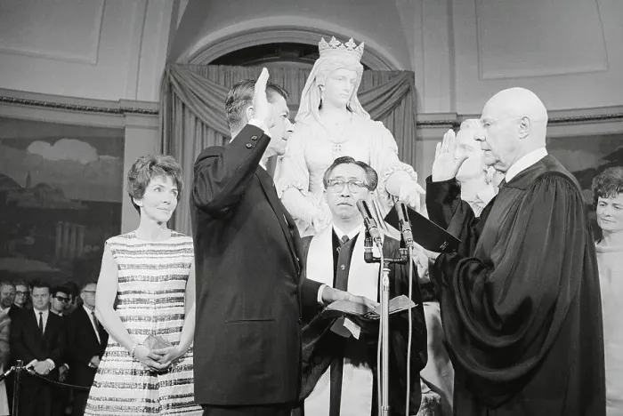 Framed Print : Ronald Reagan Taking Oath Framed Print : Ronald Reagan Taking Oath