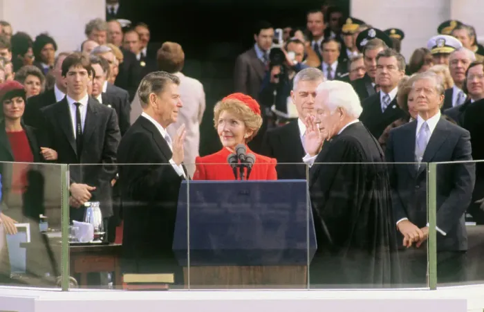 Framed Print : Ronald Reagan Taking Oath of Office Framed Print : Ronald Reagan Taking Oath of Office