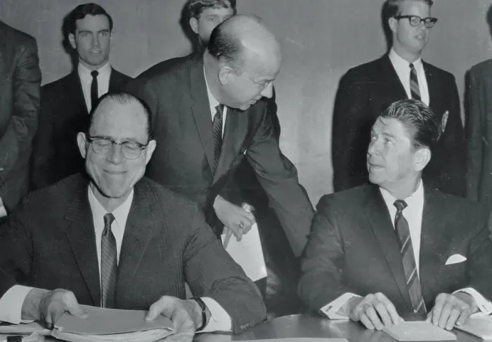 Framed Print : Ronald Reagan Talking with Clark Kerr