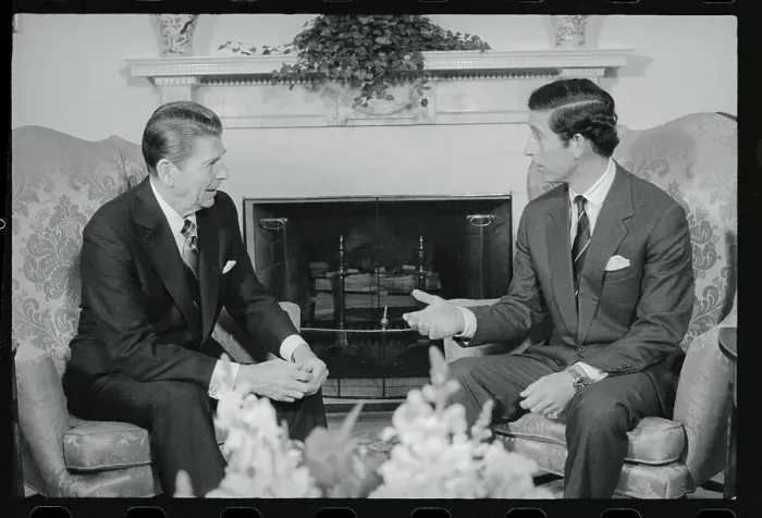 Framed Print : Ronald Reagan Talking with Prince Charles Framed Print : Ronald Reagan Talking with Prince Charles