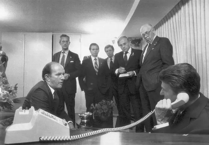 Framed Print : Ronald Reagan Talking on the Telephone