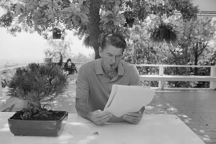 Framed Print : Ronald Reagan Thinking of a Speech Framed Print : Ronald Reagan Thinking of a Speech