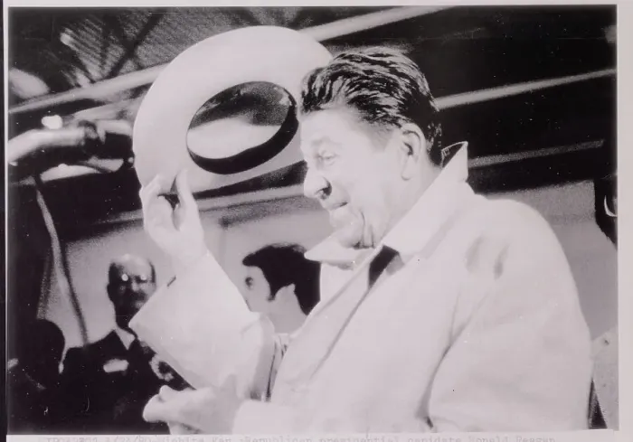 Framed Print : Ronald Reagan Tipping His Hat Framed Print : Ronald Reagan Tipping His Hat