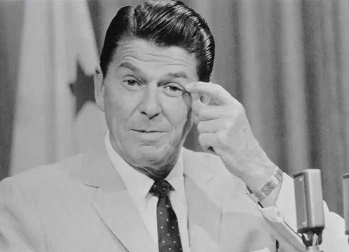 Framed Print : Ronald Reagan Touching His Face Framed Print : Ronald Reagan Touching His Face