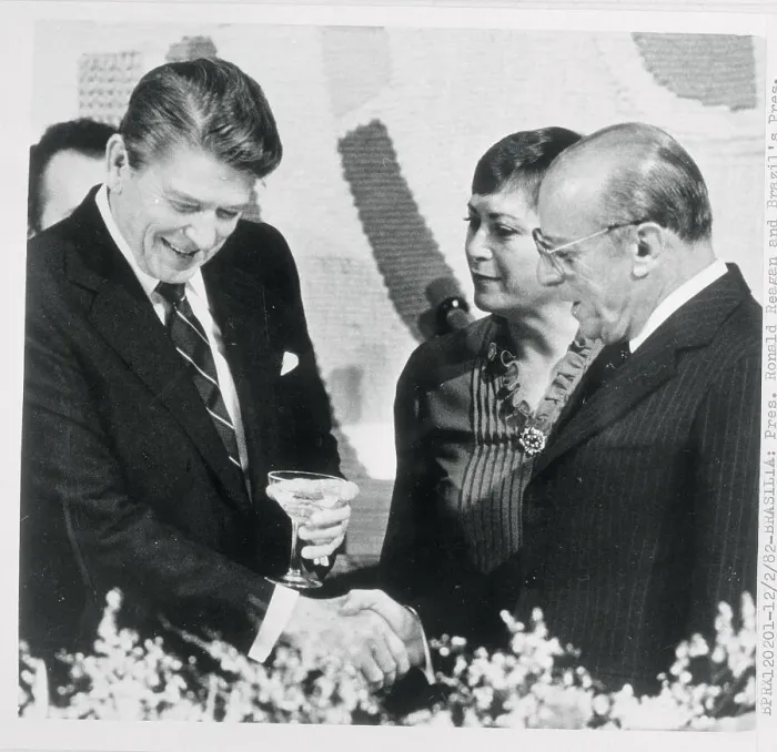 Framed Print : Ronald Reagan Visiting Brazilians Framed Print : Ronald Reagan Visiting Brazilians