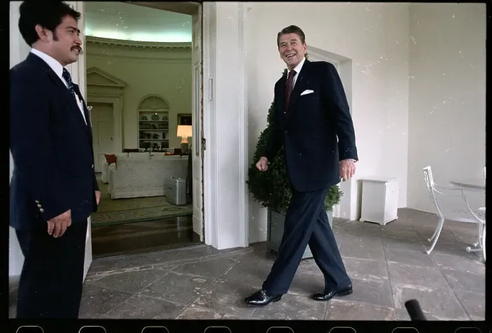 Framed Print : Ronald Reagan Walking to Oval Office Framed Print : Ronald Reagan Walking to Oval Office